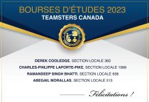 Bourses d’études de Teamsters Canada – Félicitations à Charles-Philippe Laporte