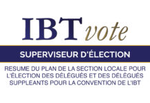 Résumé du Plan de la Section Locale pour l’Élection des Délégués et des Délégués Suppléants pour la Convention de l’IBT